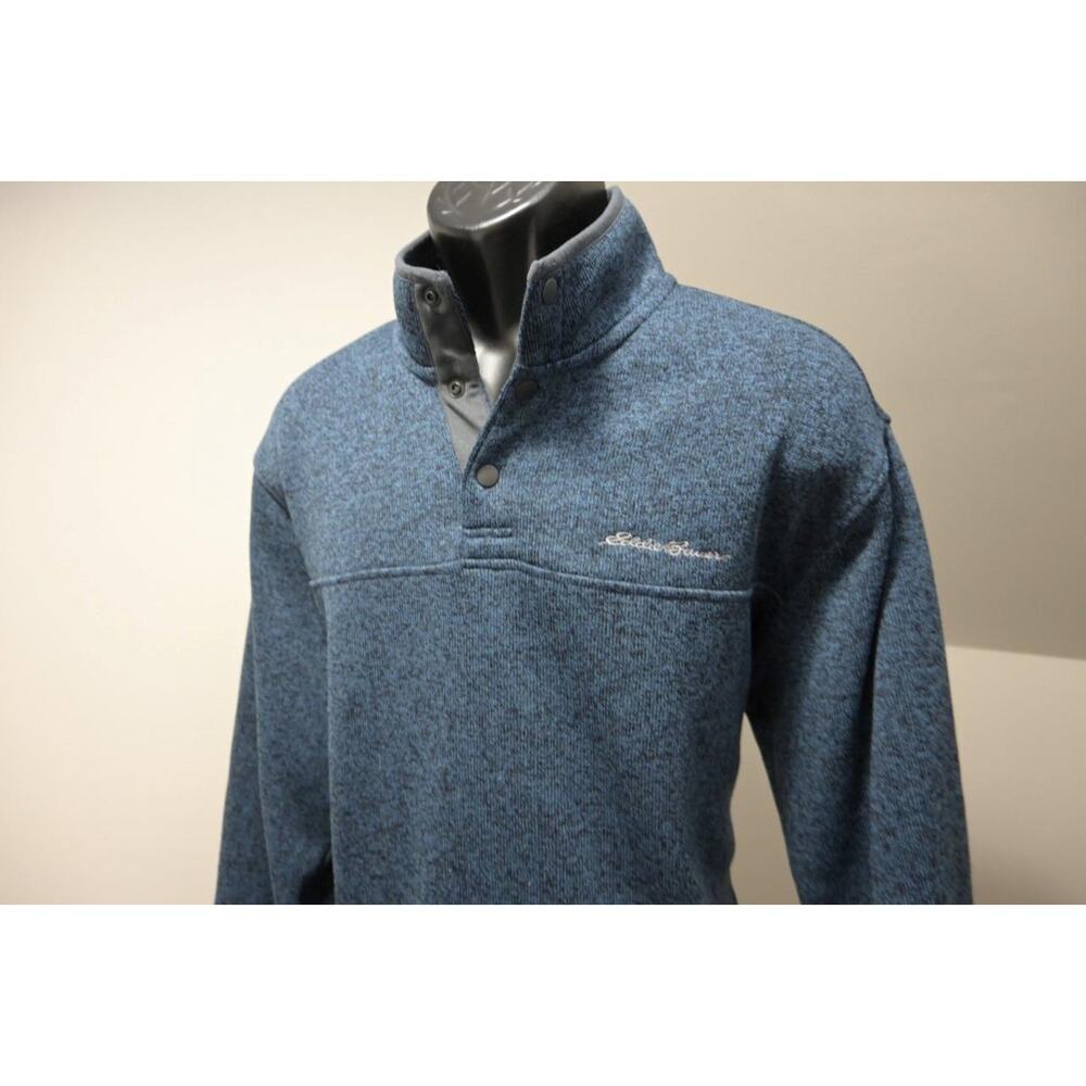 Eddie Bauer Camp Sweater Snap Neck Fleece Blue Pullover Hiking Mens Sz XL - Picture 3 of 7